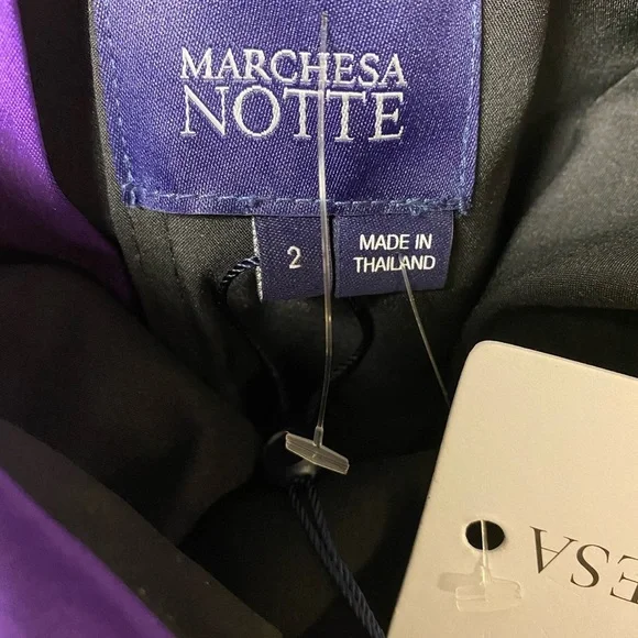 Marchesa Notte One Sleeve AppliquéPurple Gown